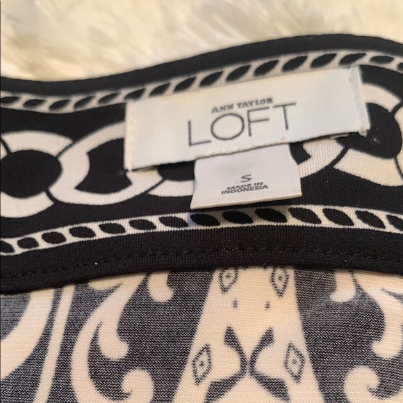 Ann Taylor Loft Black and White A-line Dress with Fancy Sleeves - Picture 2 of 4